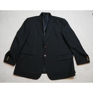 Meeting Street Men  Black Blazer Sport Coat Gold Crest Buttons Wool Blend 48R
